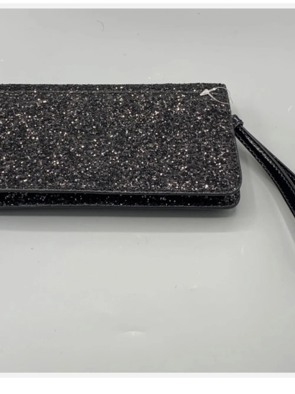 New KATE SPADE NY BLACK GLITTER WRISTLET SLIM Evening Bag RETIRED